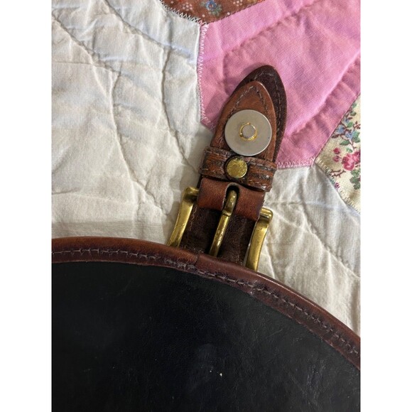 Vintage Brahmin 80's Black/Brown croc strap leather crossbody bag - Picture 6 of 13